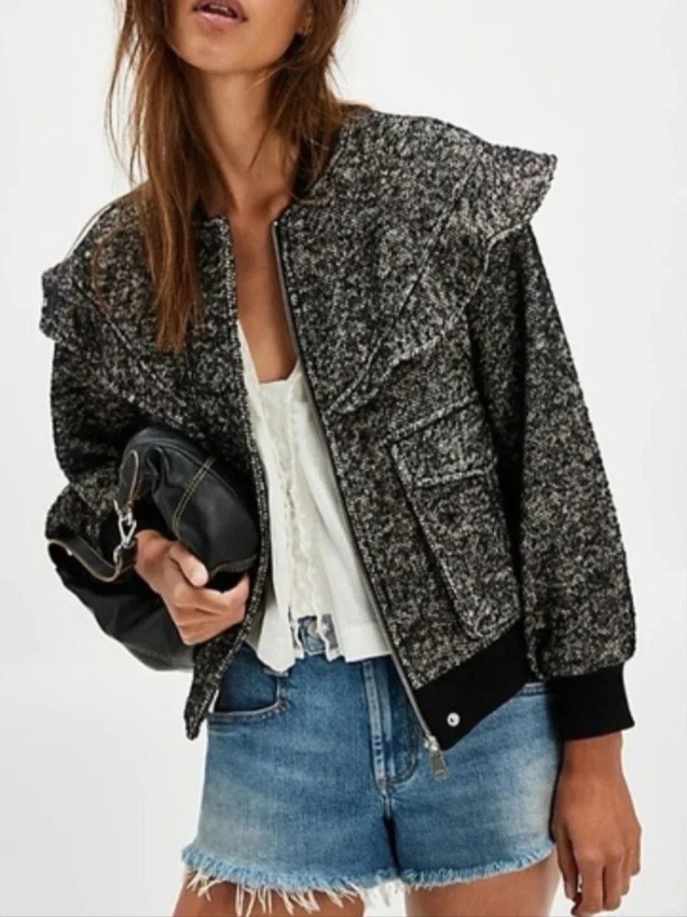 Free People x Driftwood Frill Bomber Jacket Sz L